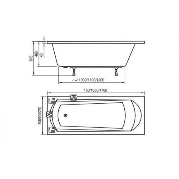 Акриловая ванна Ravak Domino 160х70 (комплект)