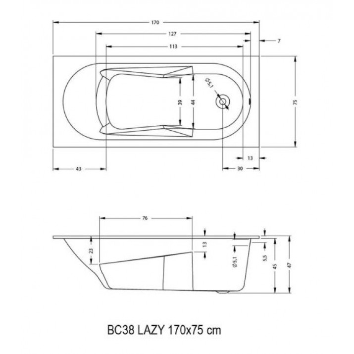 Акриловая ванна Riho Lazy 170х75 (комплект)